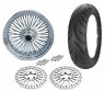 37-529-bwpackage Ultima Fat Spoke Front Wheel Chrome Rim Tire Package Harley