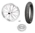 37-630bwpackage Ultima Polished Manhattan Billet Front Wheel Tire Package Harley Touring