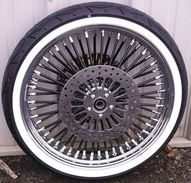 Ms21580942ablkspkwwpackage Dna Specialty Black 21 3.5 52 Fat Spoke Mammoth Front Wheel Tire Package Harley Touring 08-25