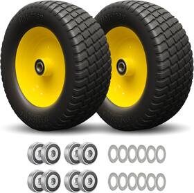 Roueoo 753853264890 15x6.00-6 Flat Free Tire And Wheel Assemblies Compatible Black