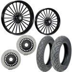 Rc Illusion Black 21/18 Front Rear Wheel Package Set Tires Rotors Harley Flh/t. Fixed Price $3899.95.