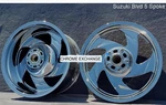 Suzuki Boulevard Wheels VZR1800 2012 -20 Custom Chrome 5 Spoke Rims Outright. Fixed Price $2999.00.