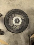 86 Yamaha FZ-600 Rear Wheel, Brake Rotor And Sprocket, 46X-25338-00-98. Fixed Price $135.00.