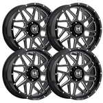 (SET-4) Hostile Sprocket 22X12 8X6.5/8X165.1 Black Milled -44MM Wheels Rims 22". Fixed Price $2193.00.
