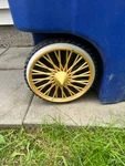 3D Printed Dayton Spoke Trash Can Rims Wheel Covers Whitewall Gold Or Silver Set. Fixed Price $30.00.