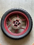05-06 Kawasaki Ninja 650R Rear Wheel Rim 17X4.50 W/ Expired Bridgestone Batlax. Fixed Price $32.50.