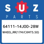 64111-14J00-28W Suzuki WHEEL,RR(17M/CXMT5.50) 6411114J0028W, New Genuine Oem Par. Fixed Price $1142.69.