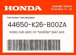 Honda Genuine Wheel Sub-assy., Fr. *NH303M* (mat Axis Gray Metallic). Fixed Price $172.26.