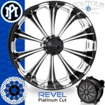 Performance Machine Revel Contour Platinum Cut Motorcycle Wheel Harley 21" Pm. Fixed Price $1757.45.