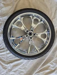 21" Coastal Moto Largo 3D Chrome Front Wheel With Tire, Tpms, And Bearings. Fixed Price $650.00.