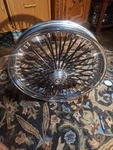 Chrome Ultima 48 King Fat Spoke 21" X 3.5" Front Single Disc Wheel For Harley. Fixed Price $12500.00.