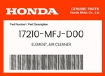 Honda Genuine Element, Air Cleaner 17210-MFJ-D00. Fixed Price $43.76.
