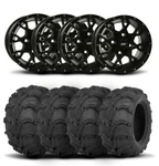 Itp Hurricane 14" Black Wheels And Mud Lite Tires 27X12-14. Fixed Price $1476.19.