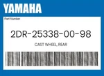 Yamaha Genuine Cast Wheel, Rear 2DR-25338-00-98. Fixed Price $521.72.