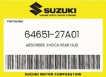 Suzuki Genuine Absorber, Shock Rear Hub 64651-27A01. Fixed Price $11.76.