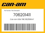 Can-am Genuine Tire 165/65R14 F 706201411. Fixed Price $116.49.