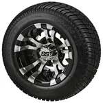 (4) Golf Cart 205/50-10 Low Profile Tires On 10X7 Black/machined Vampire Wheels. Fixed Price $406.00.