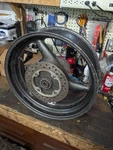 2003 Honda CBR600 F4I Rear Rim Wheel, 5.5X17, Good Shape, Some Scratches. Fixed Price $120.03.