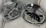 Harley Dyna Switchback 2013 Chrome Fld Rims Oem Wheels Mag Rotors (exchange). Fixed Price $1499.00.
