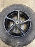 02-11 Yamaha Zuma YW50 Front Wheel Rim W/ Tire 4VP-F5168-00-1V Black. Fixed Price $65.00.
