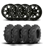 Itp Hurricane 14" Black Wheels And Mega Mayhem Tires 28X9-14. Fixed Price $1663.26.