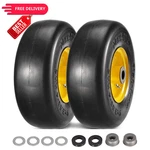 Maxauto Flat Free Lawn Mower Tires, 9X3.50-4, Yellow Steel. Fixed Price $80.99.