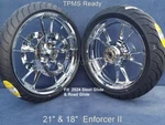 Harley Chrome 21" 18" Enforcer Wheels Metzeler Tire Rotor 24-25 Road Glide. Fixed Price $2850.00.