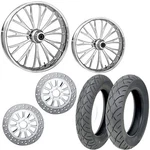 Rc Dynasty Chrome 21/18 Front Rear Wheel Package Set Tires Rotors Harley Flh/t. Fixed Price $3899.95.